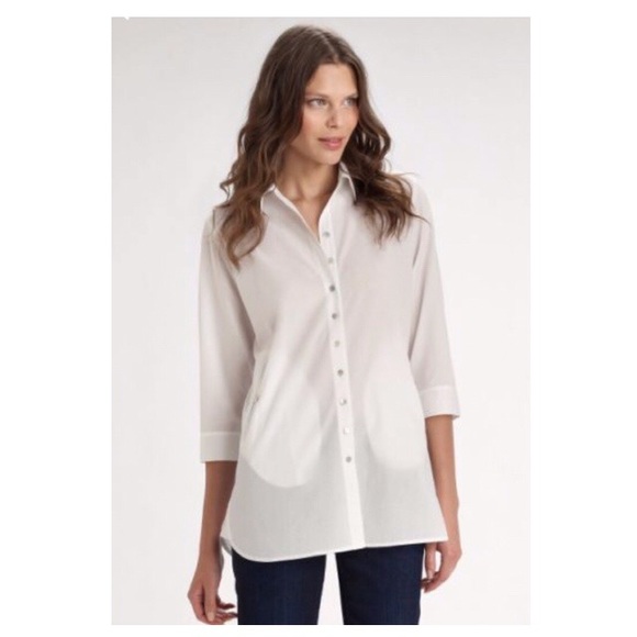 Eileen Fisher Shadow Striped Cotton Button Down - Picture 1 of 6